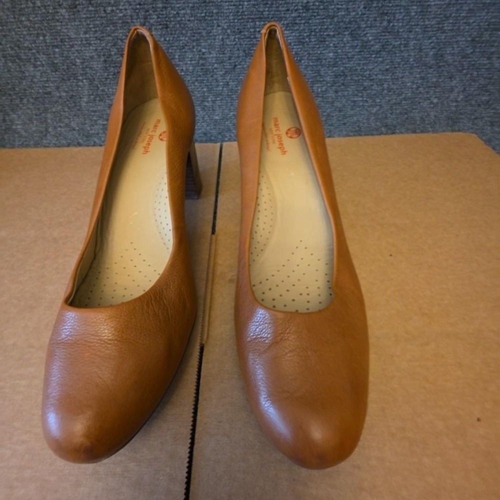Marc Joseph New York Shoes Womens Size 13 Brown Midtown Leather Block Heel Pump